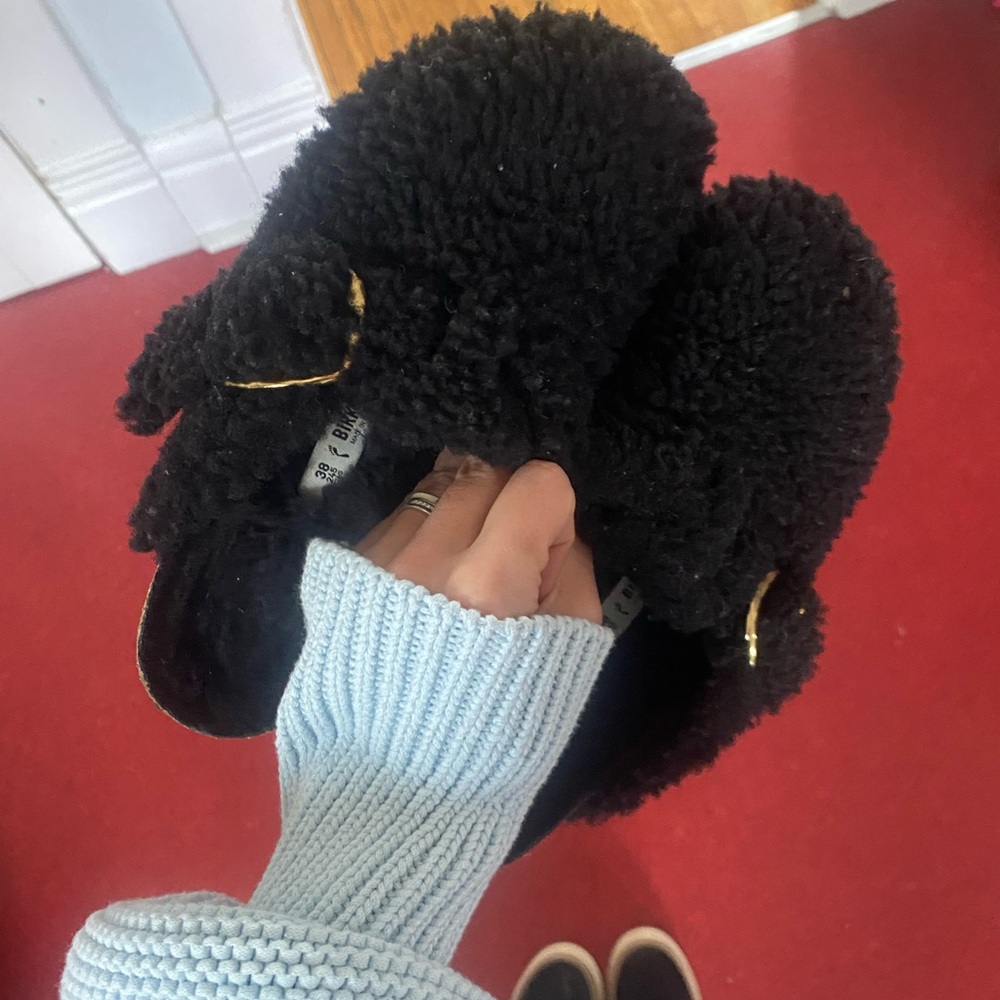 Black shearling Birkenstock Slippers 38 EU